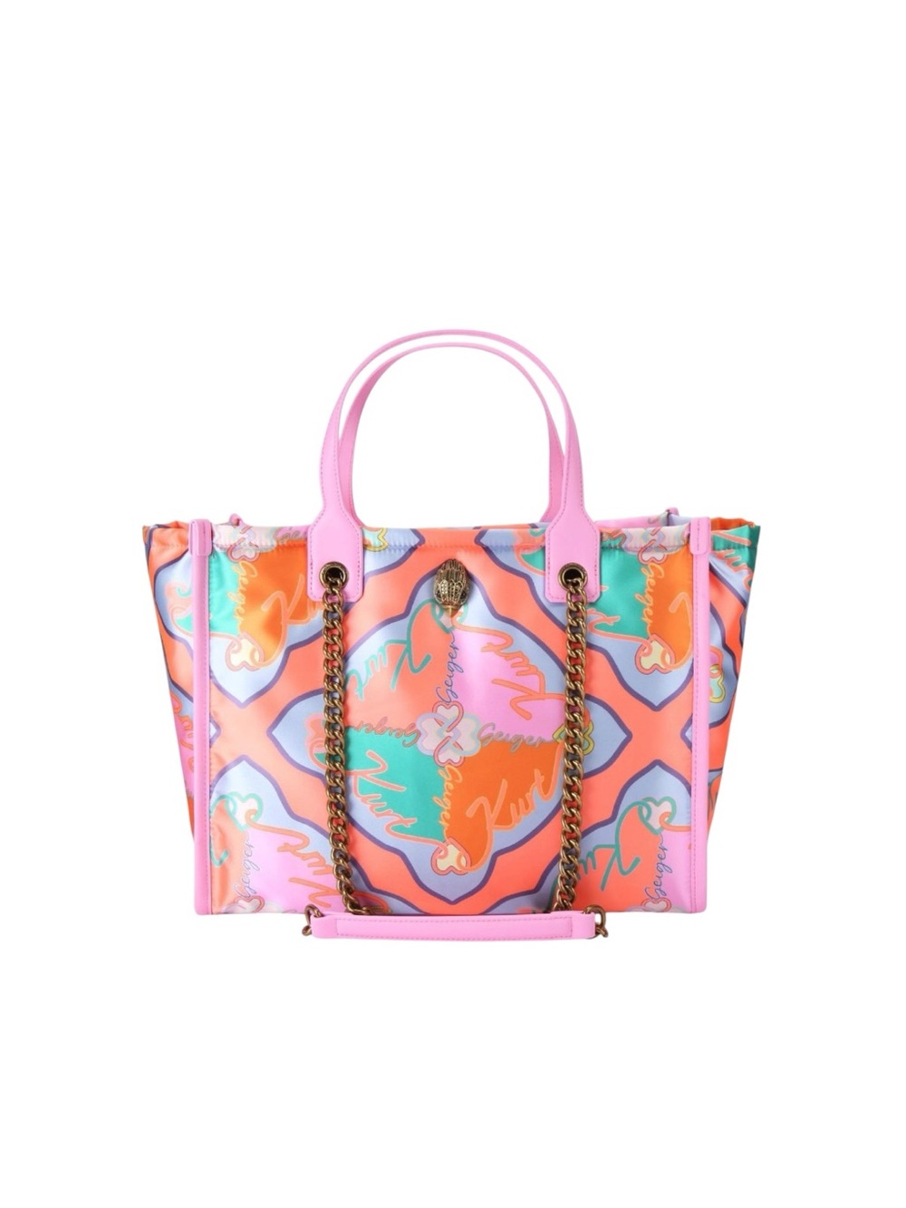 ‼️SOLD‼️✨💎NWT💎✨KURT GEIGER Nylon Patterned Tote Bag with Chain Straps! - Picture 4 of 10